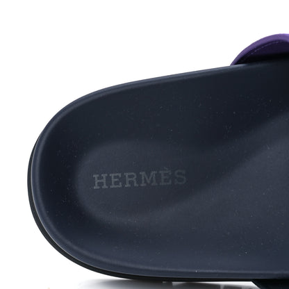 Hermes Suede Goatskin Womens Chypre Sandals 38.5 Marine Violet Majorette 8 of 10
