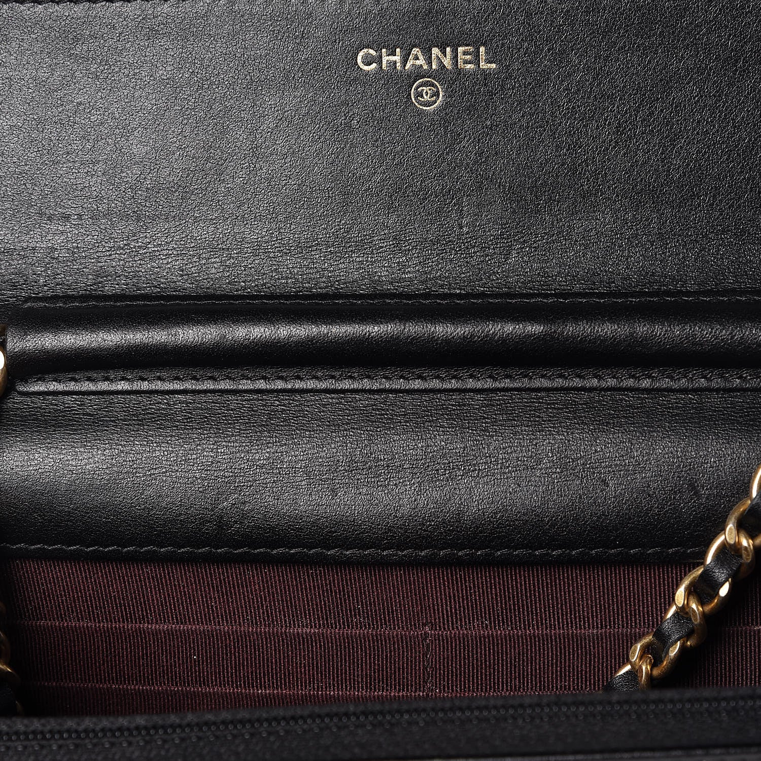 Chanel Aged Calfskin Quilted Lucky Charms 2.55 Reissue Wallet On Chain WOC Black 9 of 11