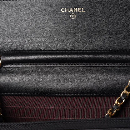 Chanel Aged Calfskin Quilted Lucky Charms 2.55 Reissue Wallet On Chain WOC Black 9 of 11