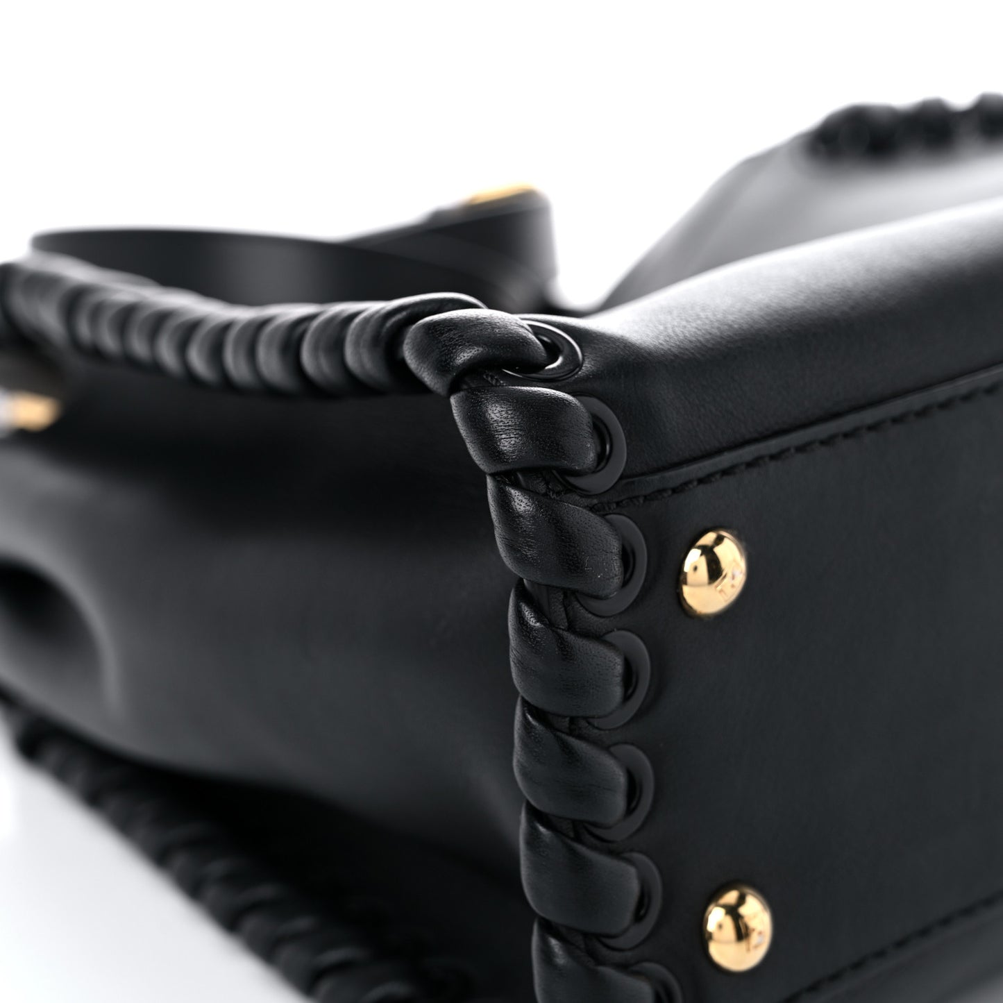 Vitello Seta Lace Up Medium Peekaboo Iconic Satchel Black