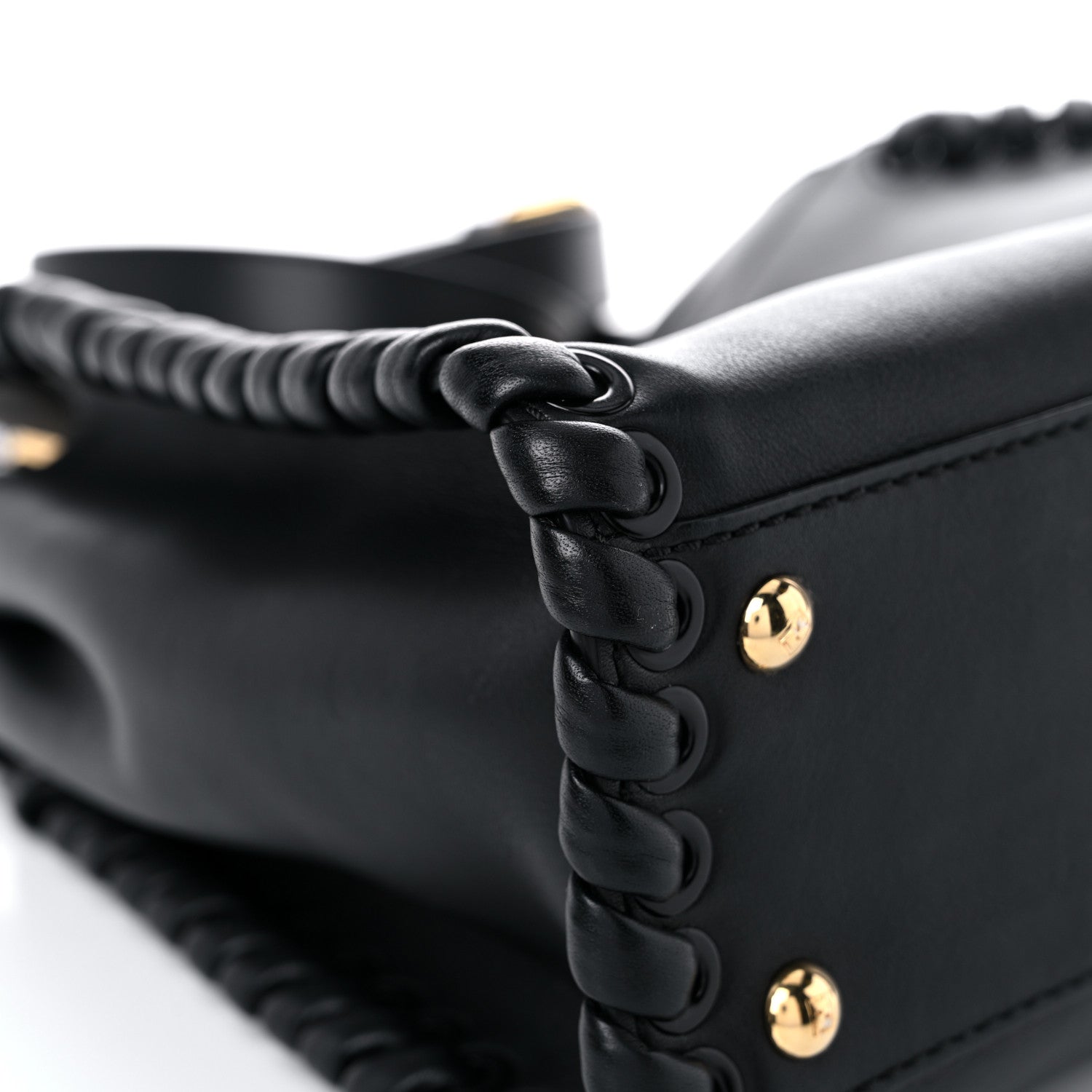 Fendi Vitello Seta Lace Up Medium Peekaboo Iconic Satchel Black 8 of 12