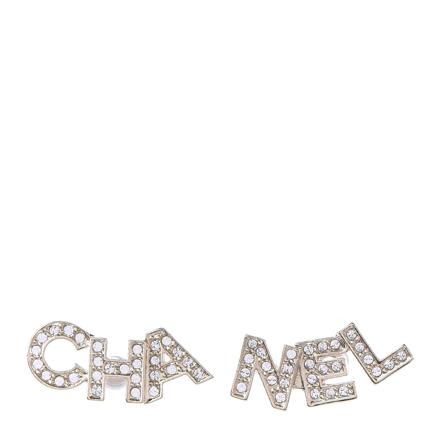 Chanel Crystal Pearl Signature Stud Earrings Gold 1 of 3