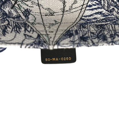 Christian Dior Canvas Embroidered Large Around The World Book Tote Blue 7 of 10