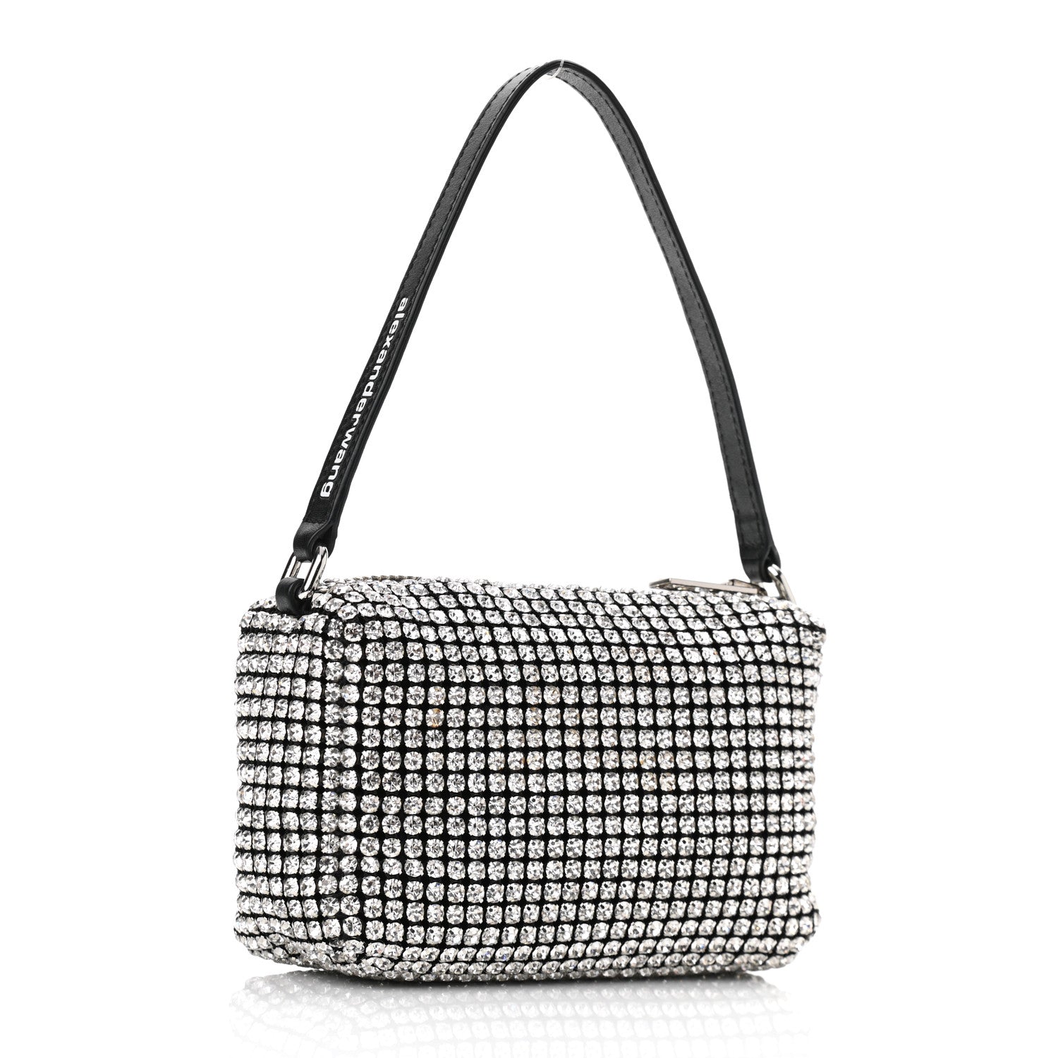 Alexander Wang Mesh Crystal Rhinestone Mini Heiress Pouch Black Silver 3 of 9