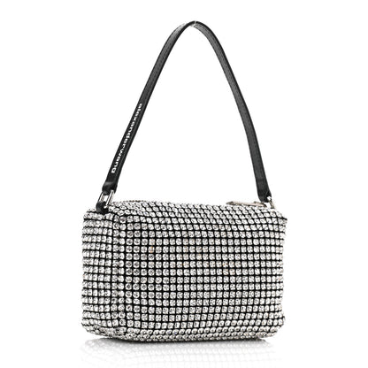 Alexander Wang Mesh Crystal Rhinestone Mini Heiress Pouch Black Silver 3 of 9
