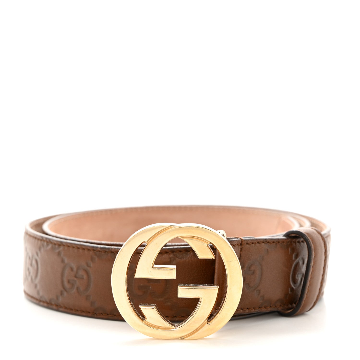 Gucci Guccissima Interlocking G Belt 80 32 Chocolate 1 of 5