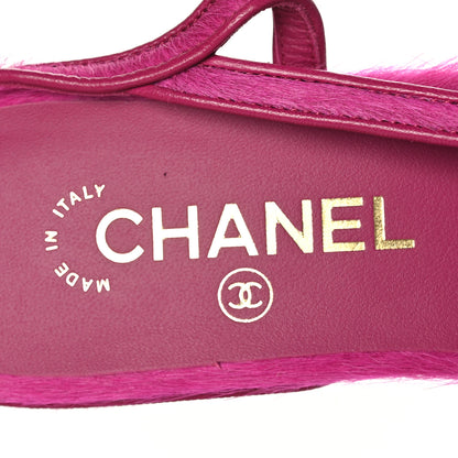 Chanel Pony Hair CC Slingback Sandals 38.5 Fuchsia Black 7 of 8