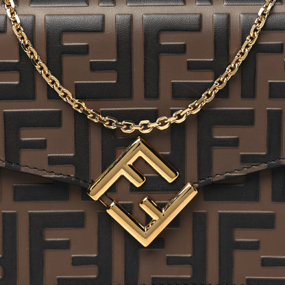 Fendi Vitello Ceylon Bi-Color FF 1974 Embossed FF Diamonds Chain Wallet Maya Black 8 of 12