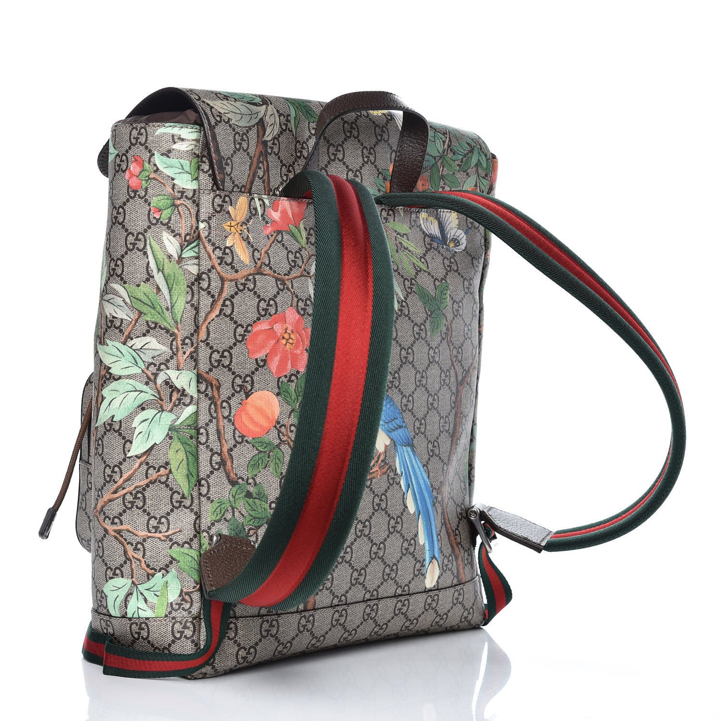 GG Supreme Monogram Tian Web Single Buckle Backpack Beige Multicolor New Acero