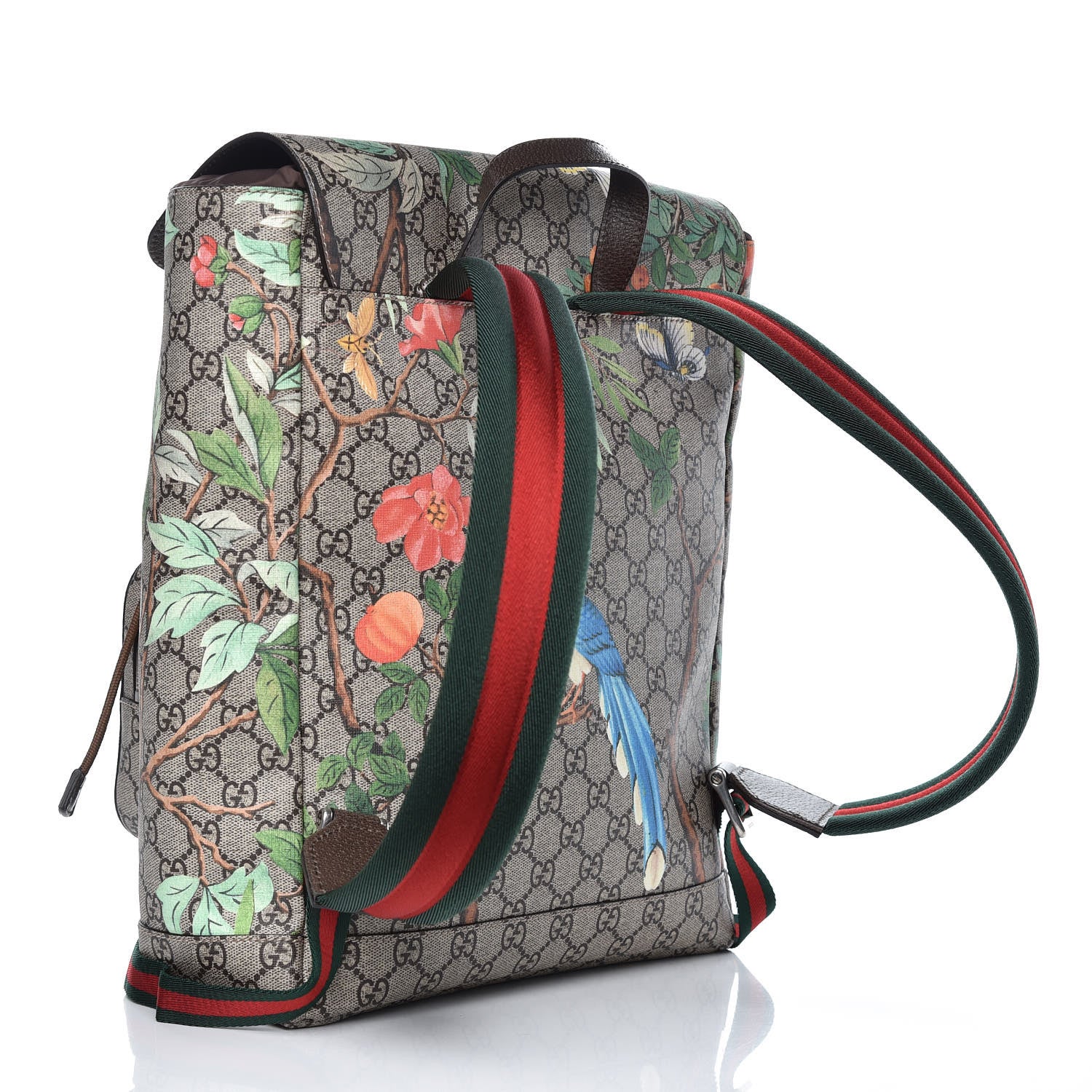 Gucci GG Supreme Monogram Tian Web Single Buckle Backpack Beige Multicolor New Acero 3 of 7