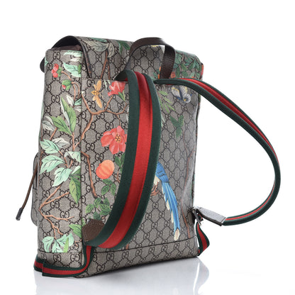 Gucci GG Supreme Monogram Tian Web Single Buckle Backpack Beige Multicolor New Acero 3 of 7
