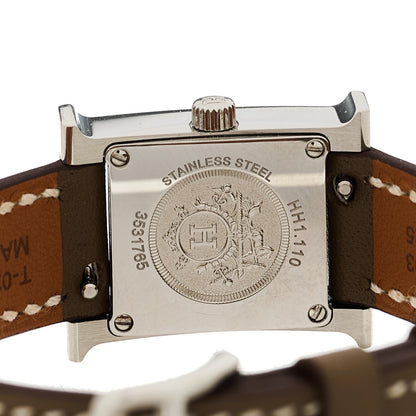 Hermes Stainless Steel Swift 17.2mm Heure H Hour Watch Etoupe 4 of 5