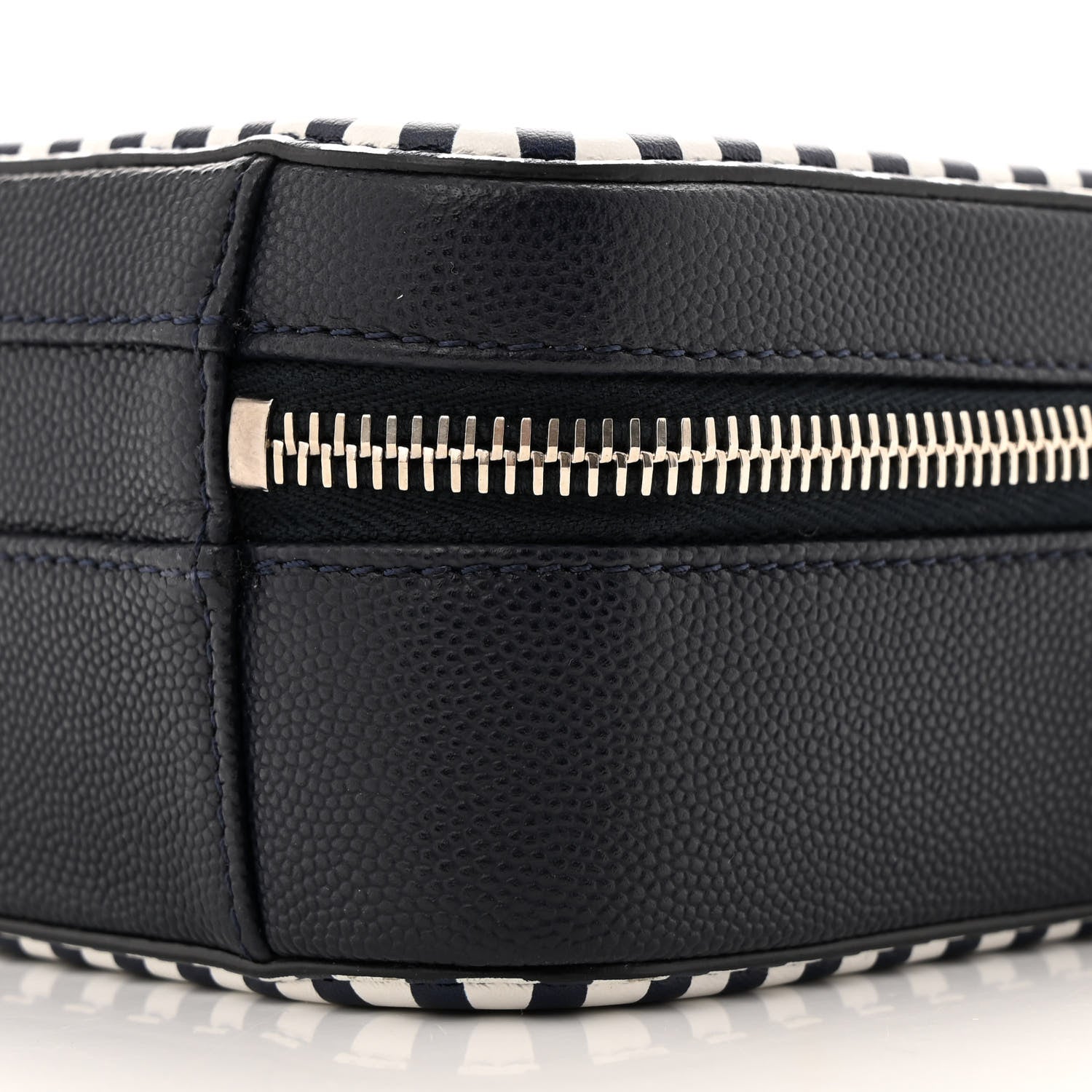 Chanel Caviar Quilted Striped Small CC Filigree Vanity Case Navy White 11 of 12