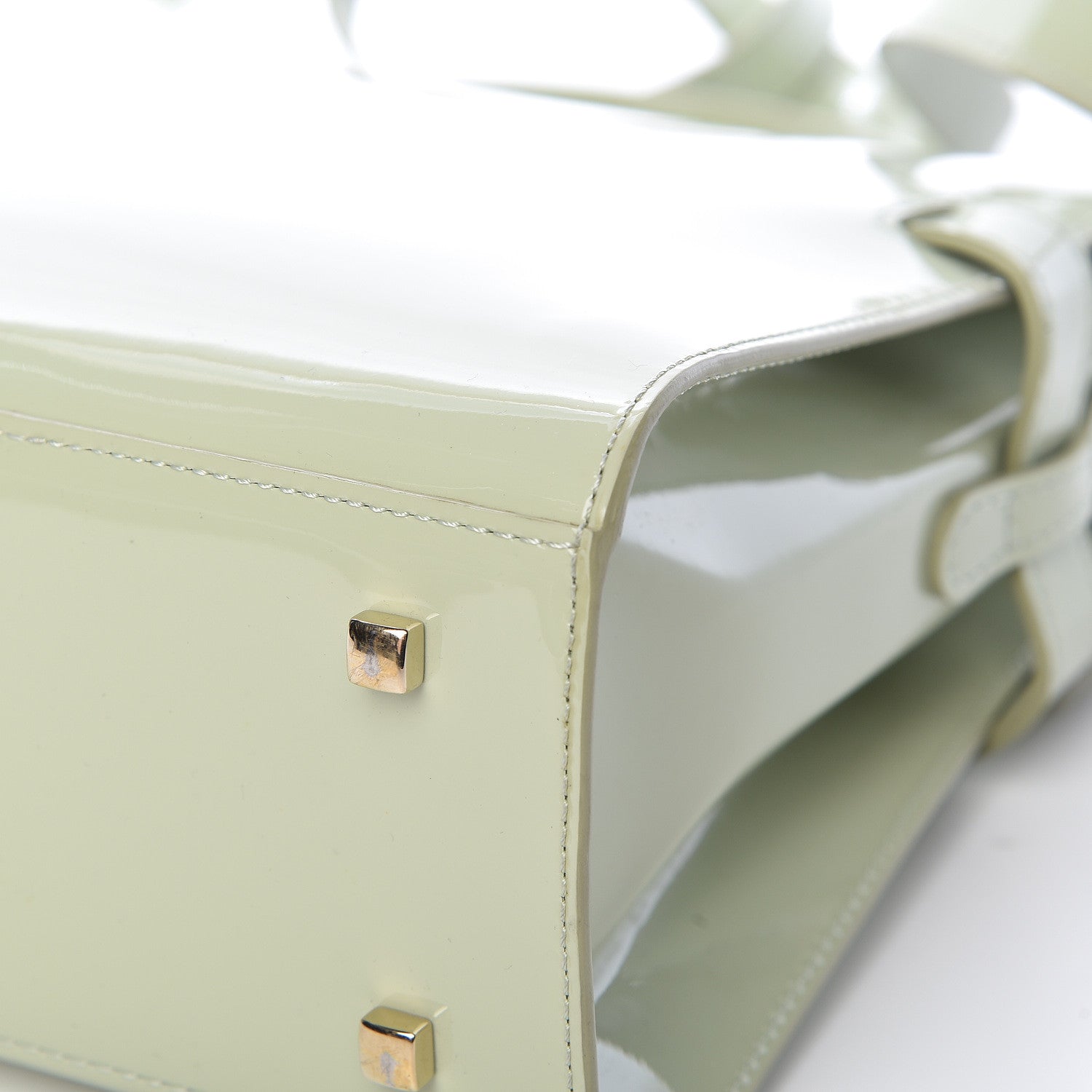 Delvaux Patent Calfskin MM Tempete Satchel Almond 10 of 15