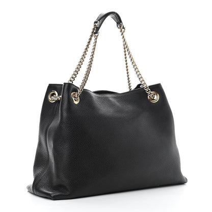 Gucci Pebbled Calfskin Medium Soho Chain Shoulder Bag Black 3 of 10