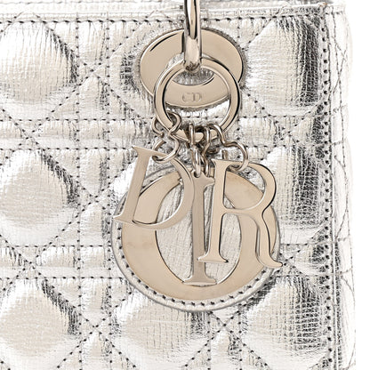 Christian Dior Metallic Grained Calfskin Cannage Small Lucky Badges My Lady Dior Silver 8 of 13