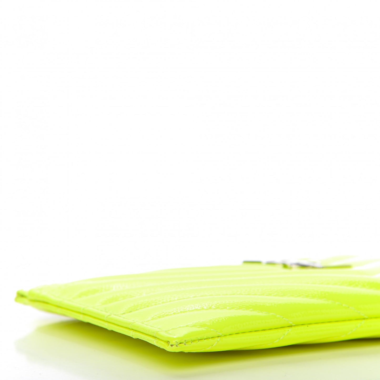 Patent Grain De Poudre Matelasse Chevron Monogram Bill Pouch Neon Yellow
