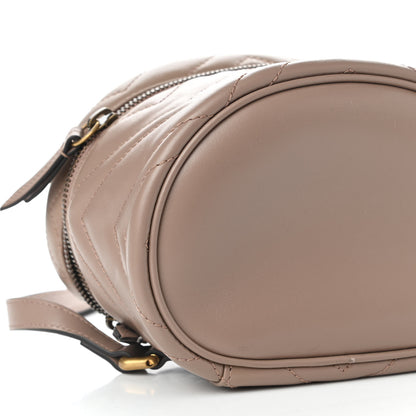 Gucci Calfskin Matelasse Mini GG Marmont Round Backpack Porcelain Rose 8 of 9