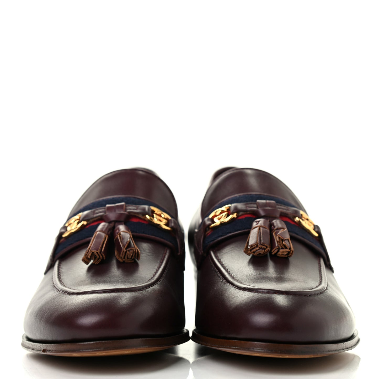 Calfskin Web Interlocking G Tassel Loafers 37 Ruby Bordeaux