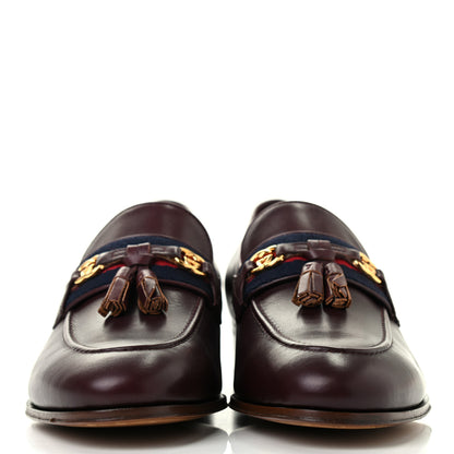 Gucci Calfskin Web Interlocking G Tassel Loafers 37 Ruby Bordeaux 2 of 8