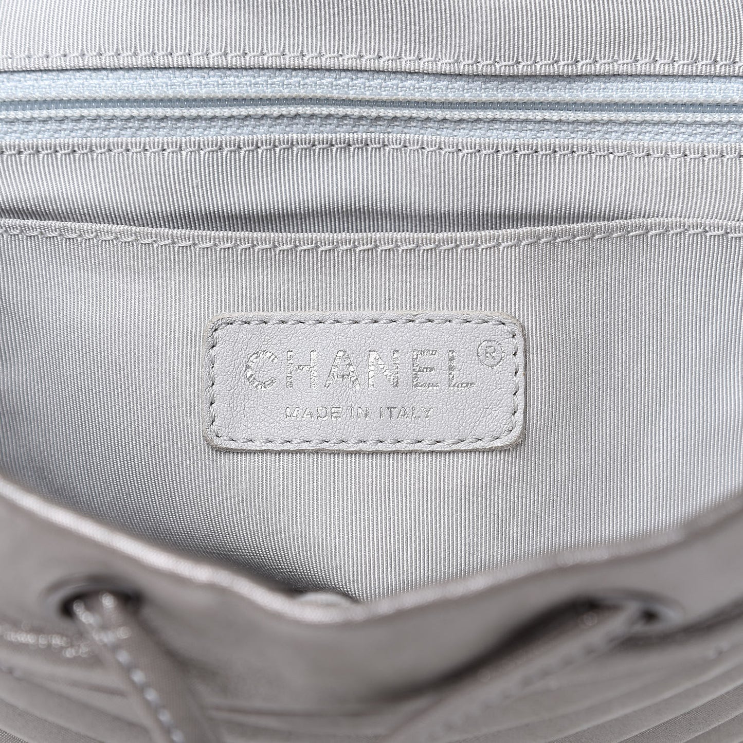 Metallic Calfskin Chevron Quilted Small Urban Spirit Backpack Silver