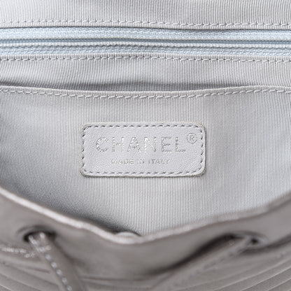Chanel Metallic Calfskin Chevron Quilted Small Urban Spirit Backpack Silver 6 of 14