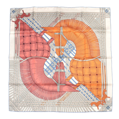 Hermes Silk Masan & Masan Scarf 90 Grege Potiron Bois De Rose 1 of 4