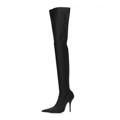 Balenciaga Spandex Pointed Toe Knife Thigh High Boots 38 Black 1 of 7