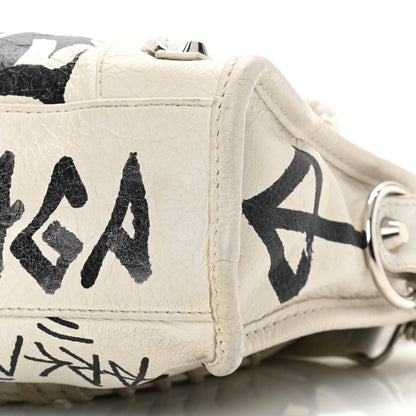 Balenciaga Agneau Arena Graffiti All Over Classic Silver Hardware Mini City White Black 8 of 8
