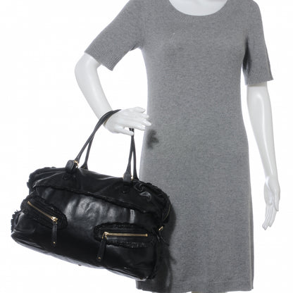 Gucci Leather Ruffle Sabrina Boston Tote Black 2 of 8