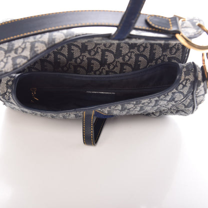 Christian Dior Monogram Double Saddle Bag Navy Blue 5 of 10