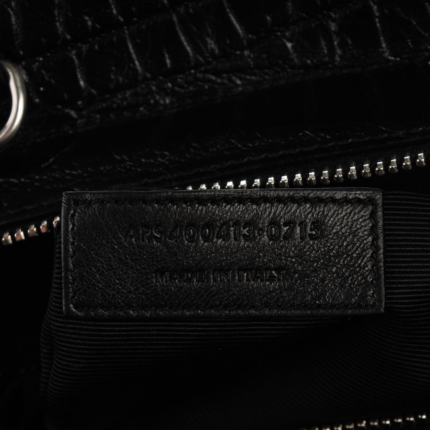 Saint Laurent Calfskin Crocodile Embossed Small Cabas Rive Gauche Black 8 of 8