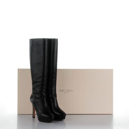 Jimmy Choo Nappa Major Knee High Platform Boots 36 Black 7 of 7