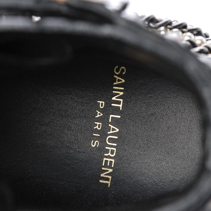 Saint Laurent Smooth Calfskin Studded Strap Ranger Boots 37.5 Black 9 of 16