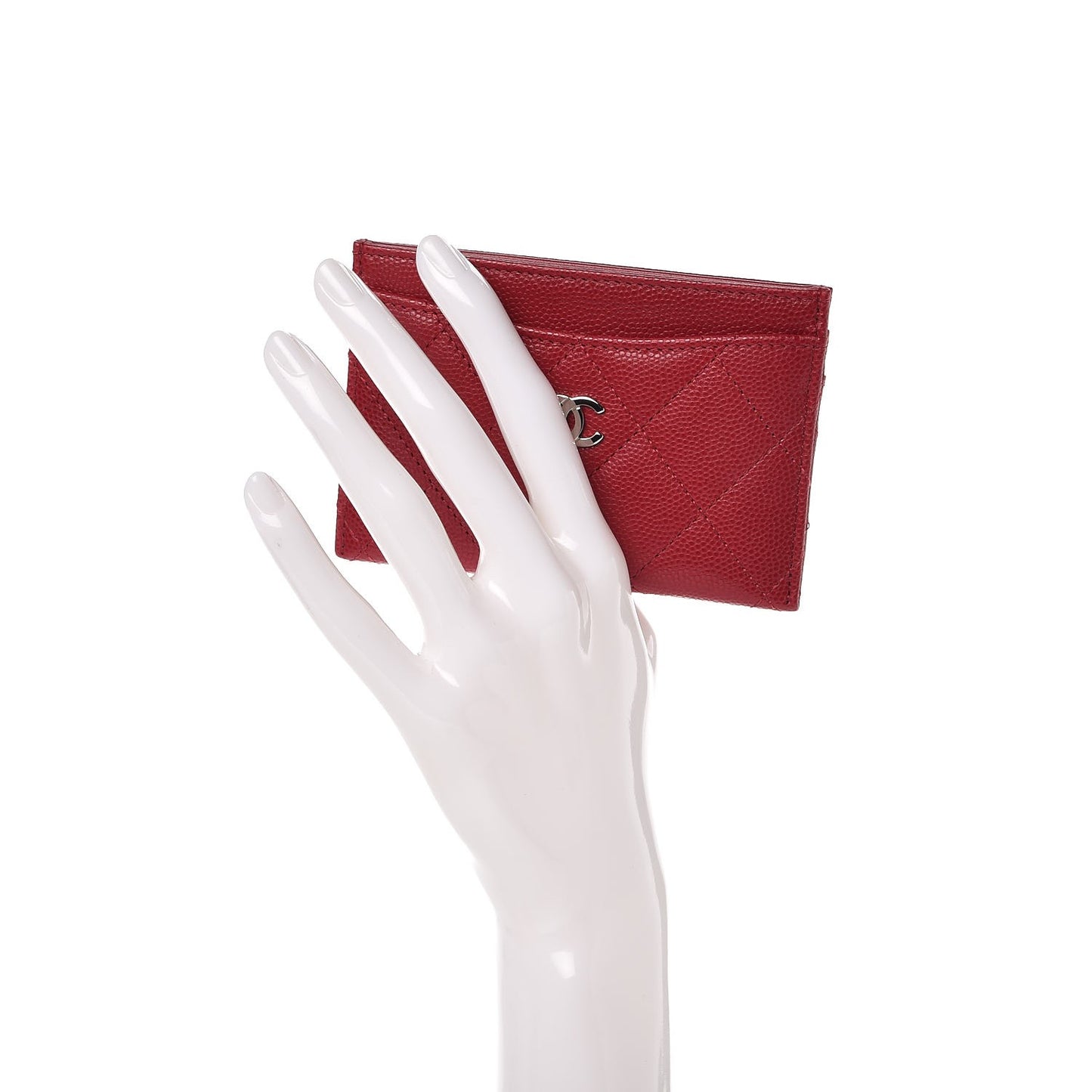 Caviar Quilted Card Holder Pink