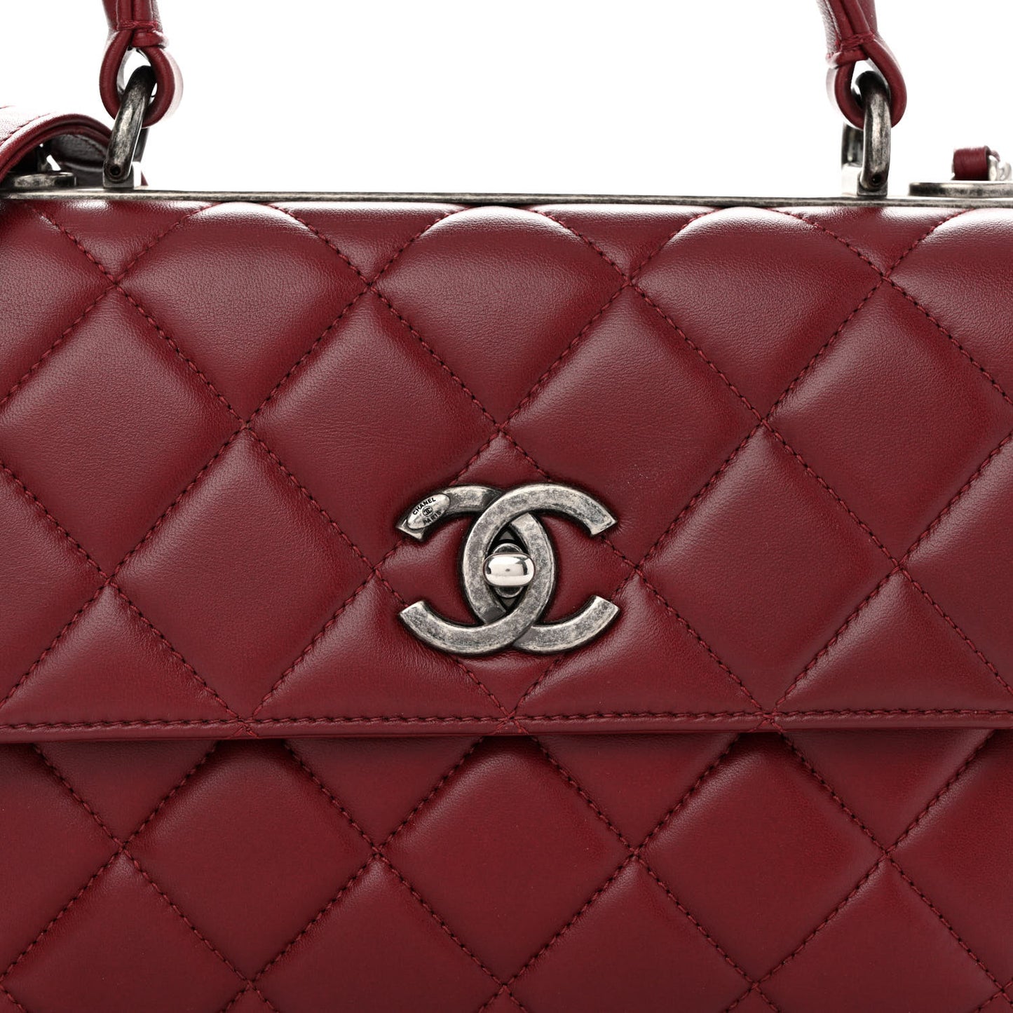 Lambskin Quilted Small Trendy CC Flap Dual Handle Bag Red