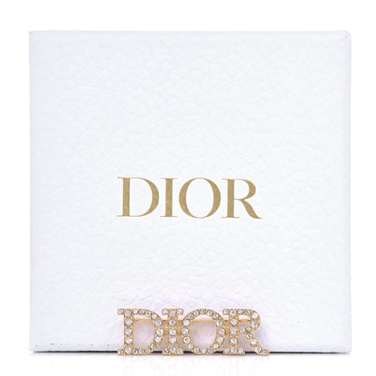 Christian Dior Crystal Dior Logo Brooch Gold 5 of 5