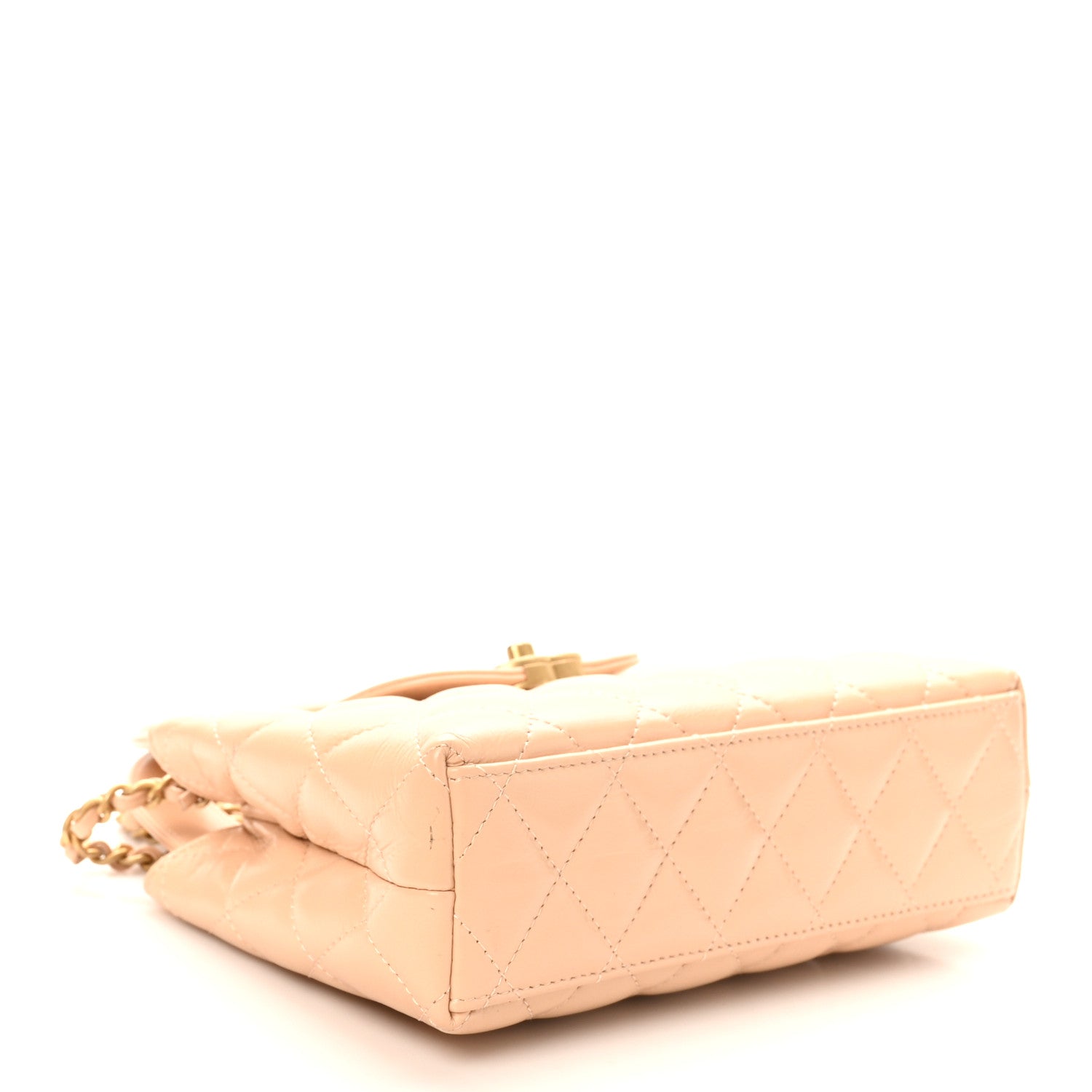 Chanel Shiny Aged Calfskin Quilted Nano Kelly Shopper Beige 4 of 9