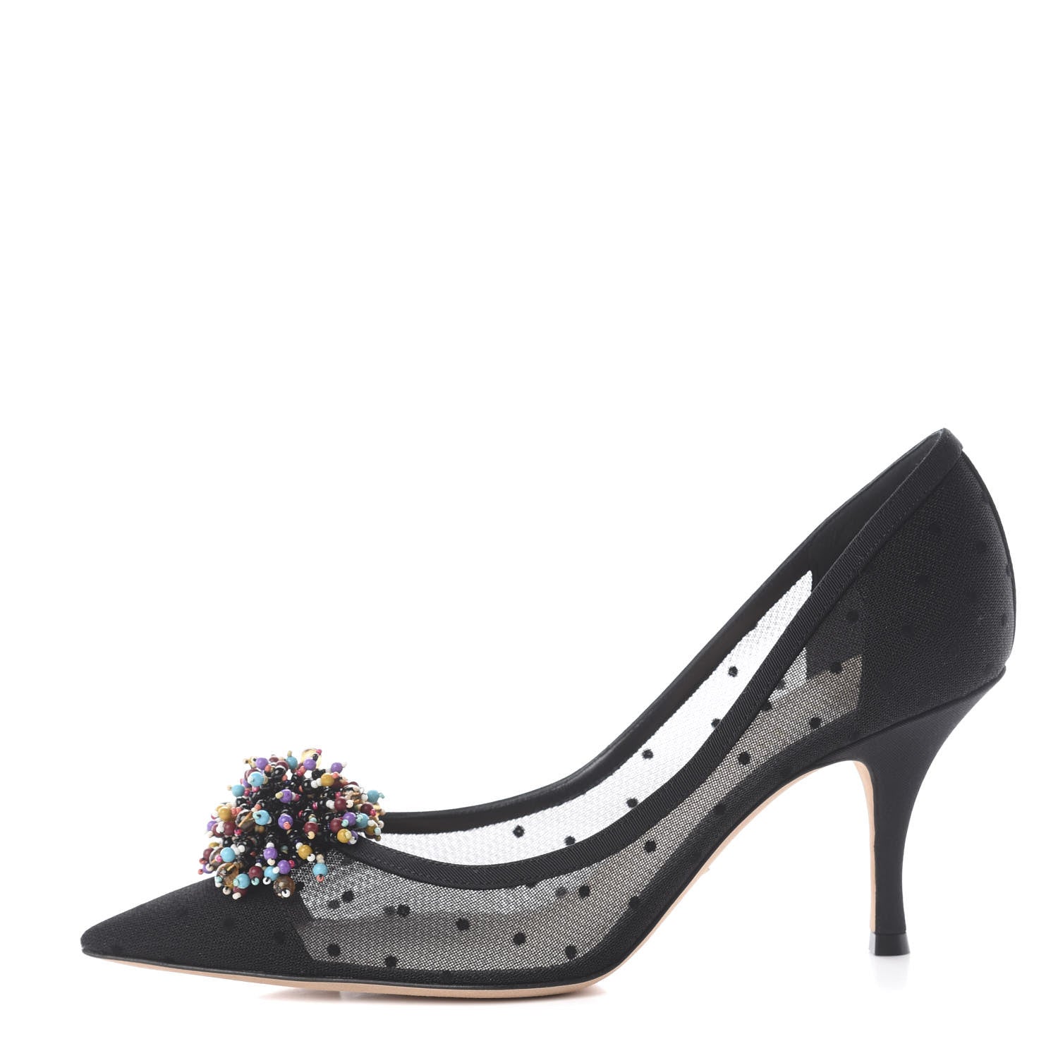 Christian Dior Grosgrain Plumetis Dior Blossom Pump 37.5 Black 1 of 7