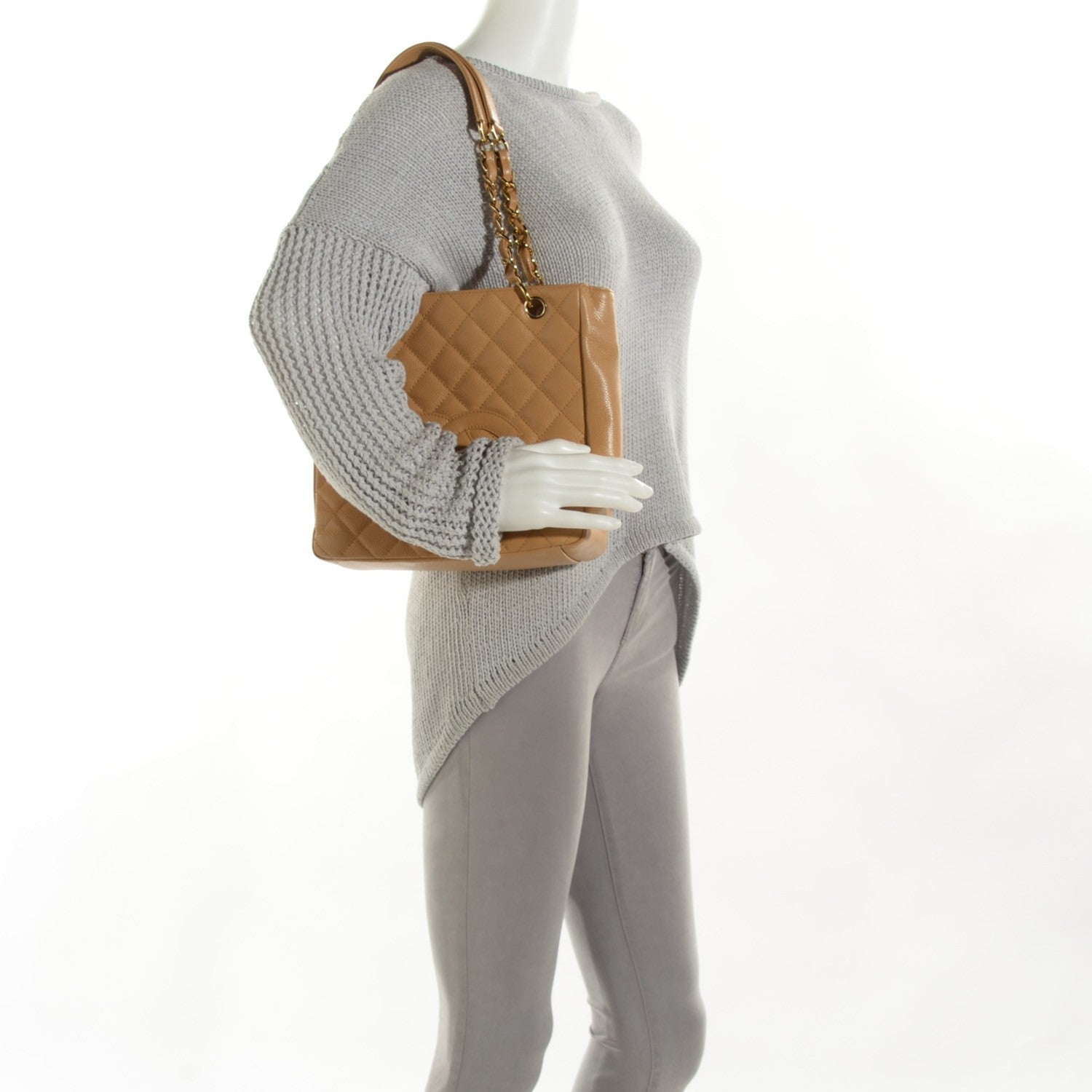 Chanel Caviar Quilted Petit Shopping Tote PST Beige 2 of 8
