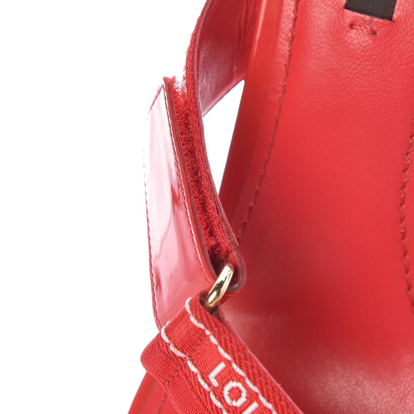 Patent Ribbon Slide Sandal 38.5 Red