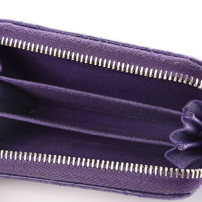 Chanel Lambskin Quilted Zip Around Coin Purse Wallet Purple 5 of 11