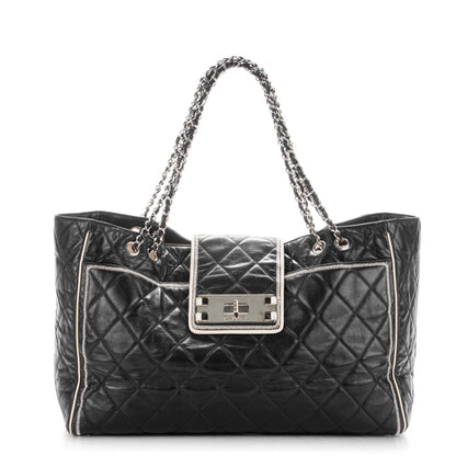 Chanel Lambskin Quilted East West Large Tote Black 1 of 8