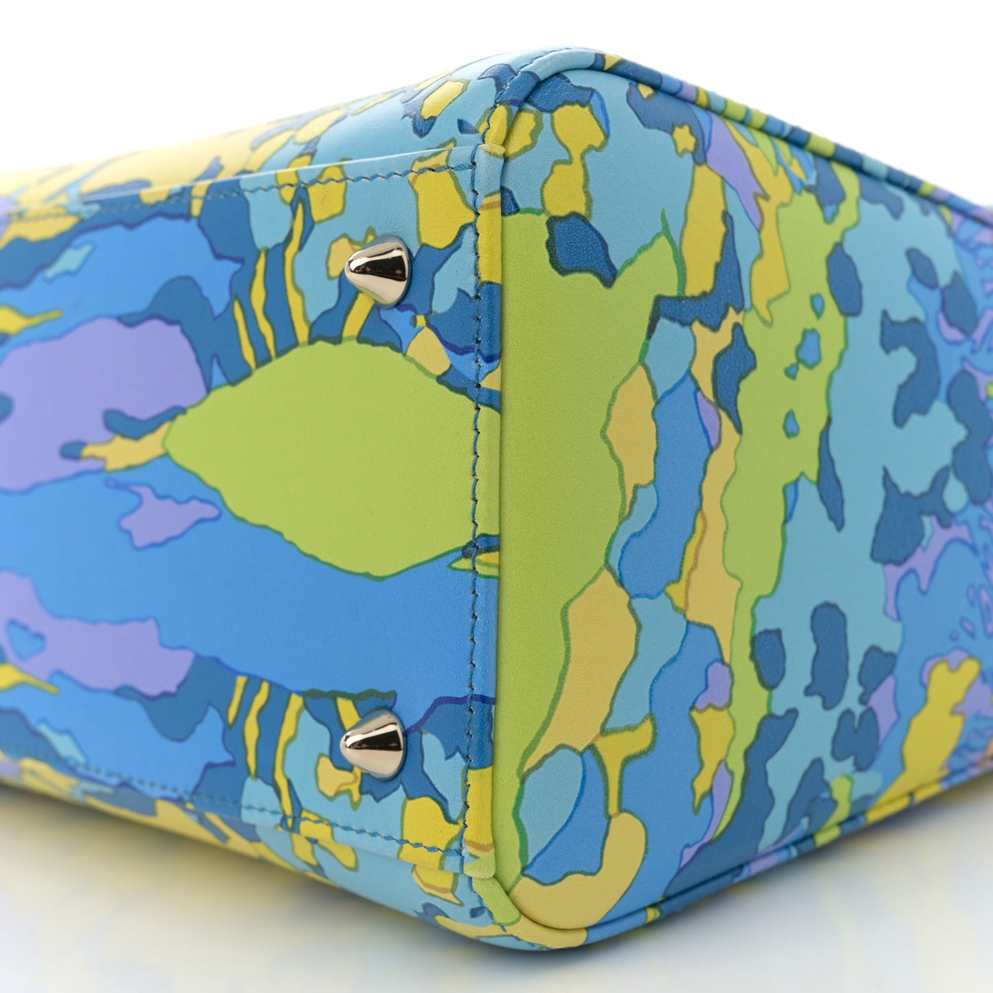 Calfskin Printed Woods All Over Medium Lady Dior Blue Multicolor