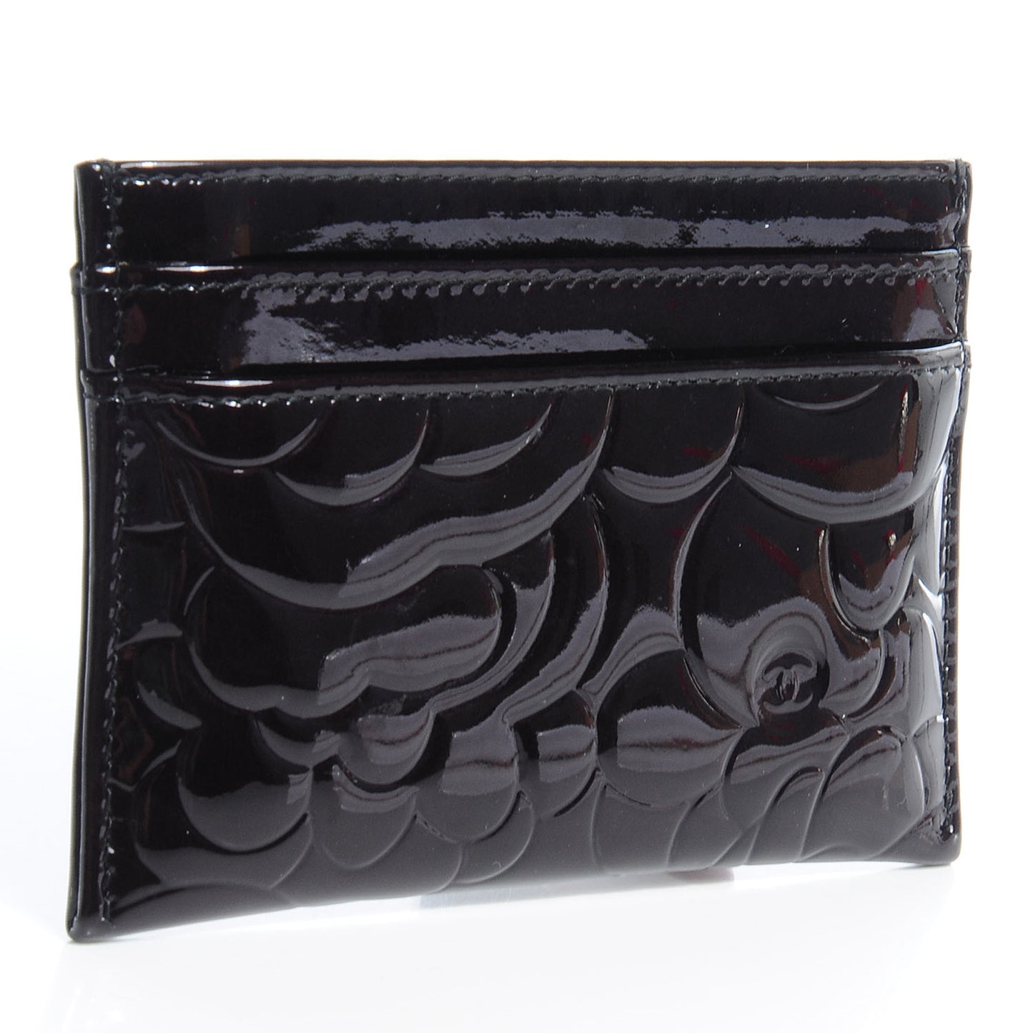Patent Camellia Card Holder Black