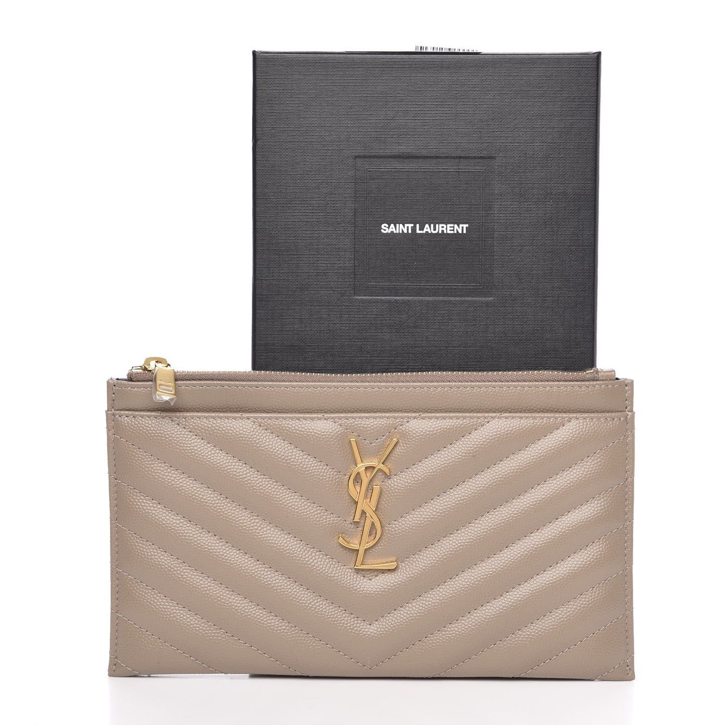 Grain De Poudre Chevron Monogram Bill Pouch Dark Beige