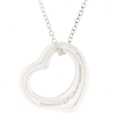 Tiffany Sterling Silver 16mm Elsa Peretti Open Heart Pendant Necklace 4 of 6