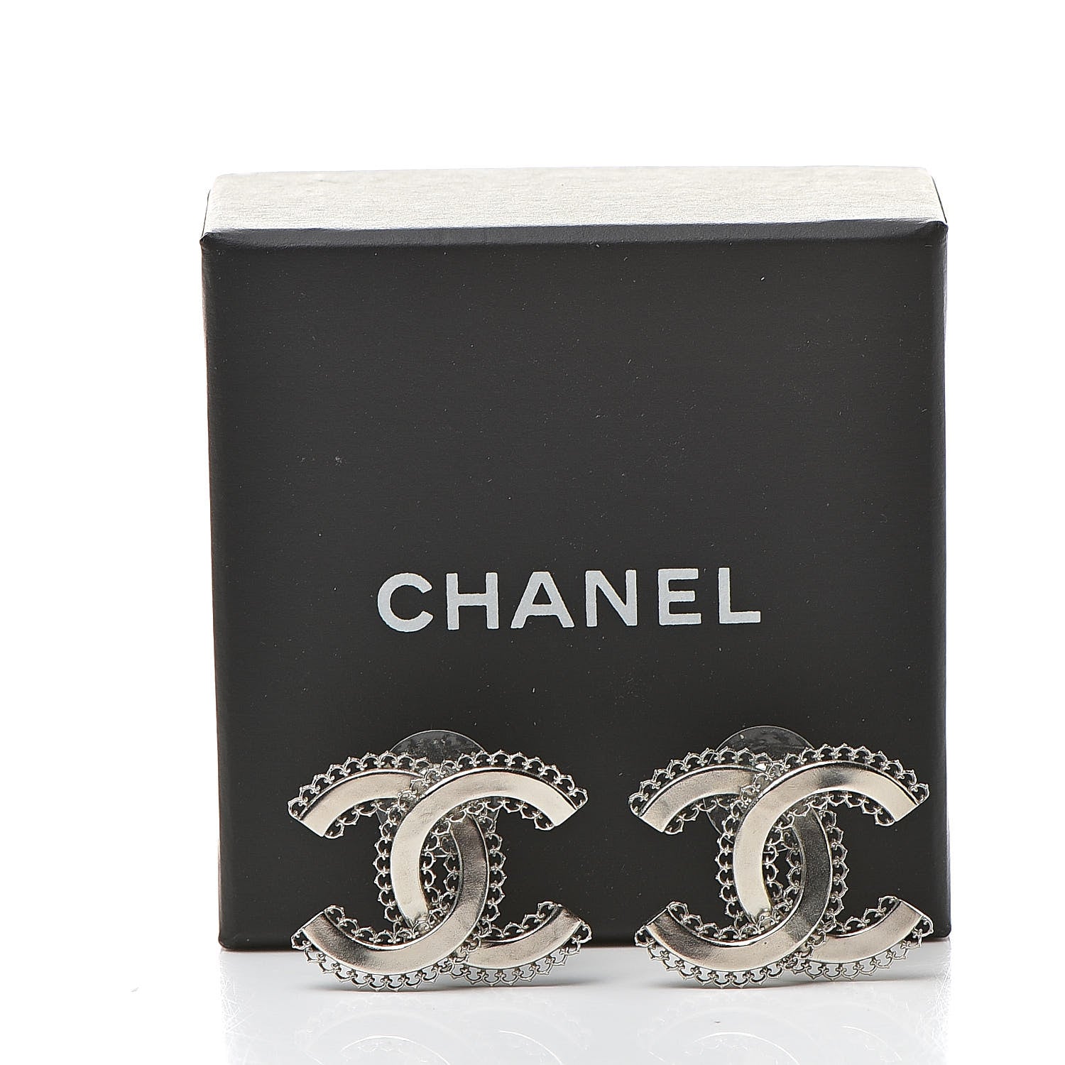 Chanel Scalloped CC Earrings Silver 5 of 5