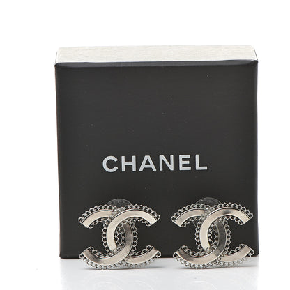 Chanel Scalloped CC Earrings Silver 5 of 5