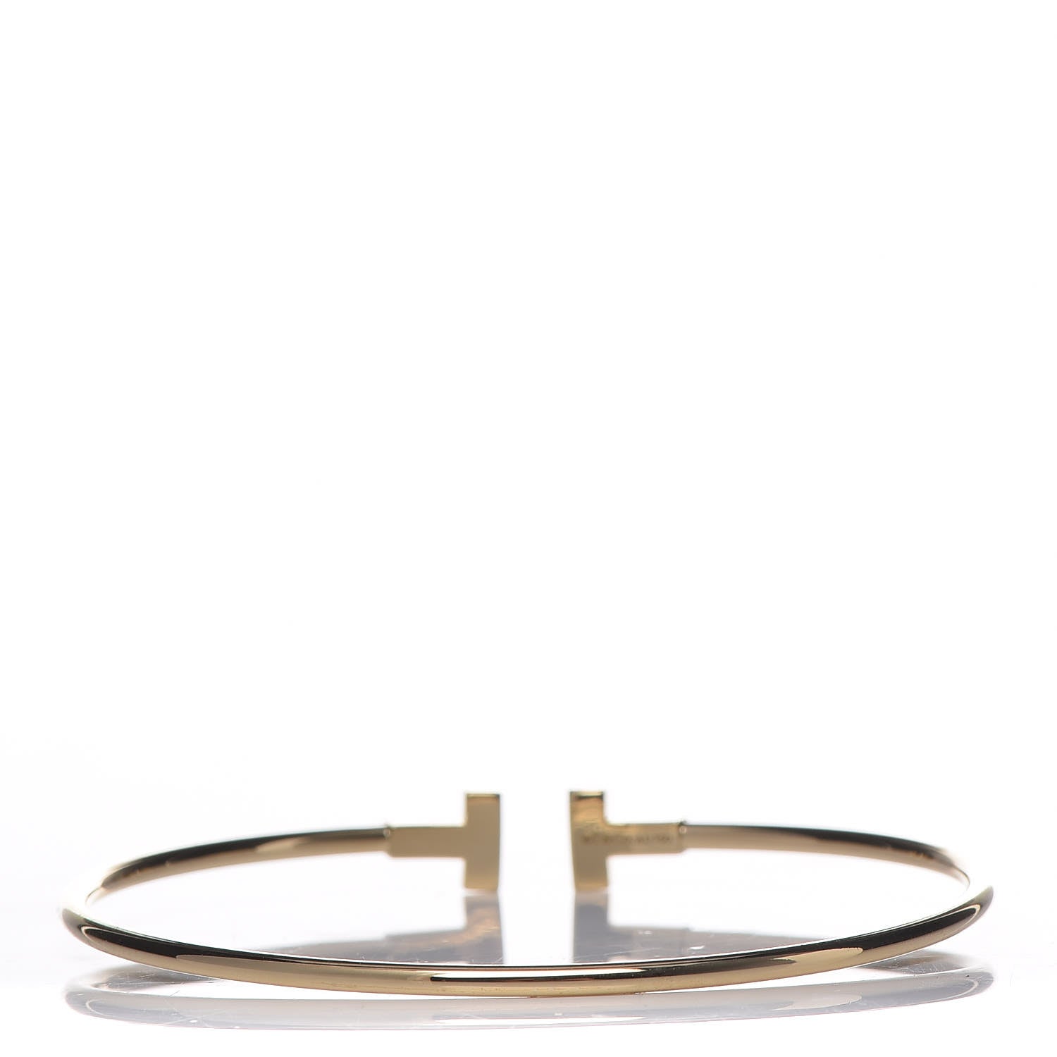 Tiffany 18K Yellow Gold Narrow T Wire Bracelet 3 of 4